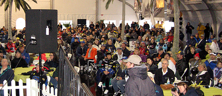 Crowd in Party Zone tent.