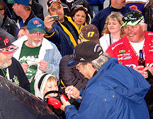 Signing in the stage pit.