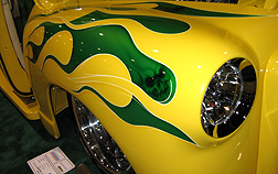 Yellow/green flames.