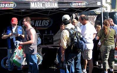 Lining up @KLOS booth.