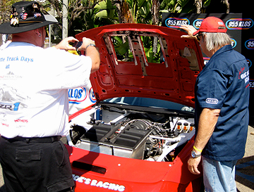 Taking a foto of the engine.